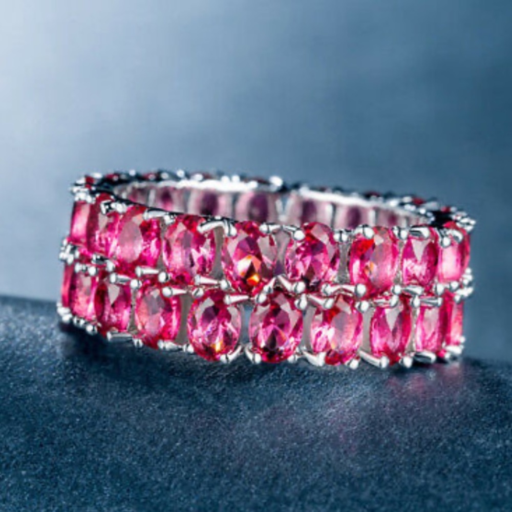 925 Silver Oval Cut Ruby Ring Size 7 - image 6